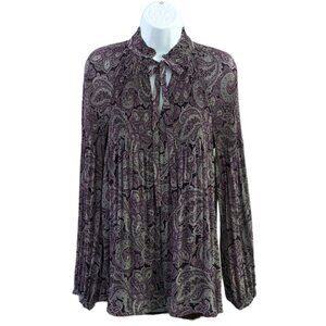 Lauren Ralph Lauren Paisley Blouse - purple / printed - long sleeve -EUC